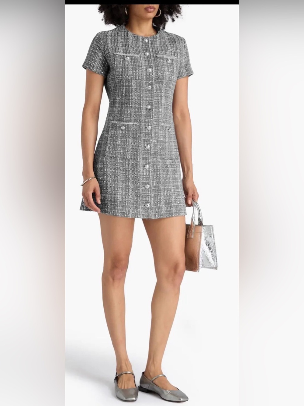 Maje Chain-Embellished Tweed Mini Dress